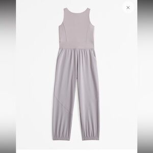 Abercrombie ypb mixed fabric jumpsuit Size 13/14 light taupe